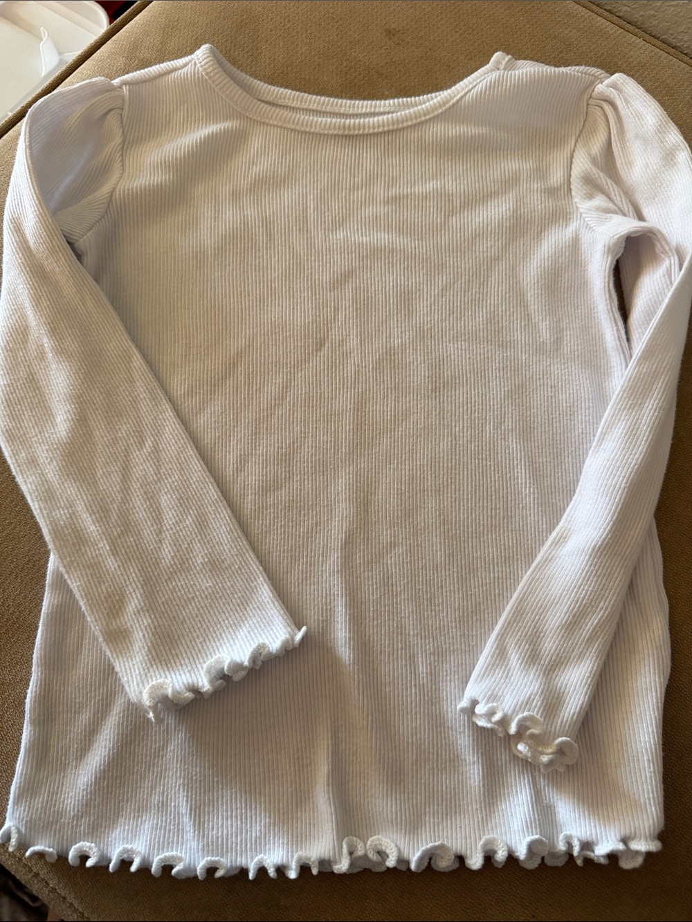 Girl’s White Ribbed Long-Sleeve Tshirt 3T